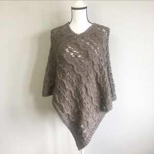 Iperico wool blend open knit poncho